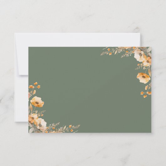 Herfst Herfst Wildflower Crest Sage Green Wedding RSVP Kaartje (Achterkant)