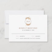 Herfst Herfst Wildflower Monogram Crest Wedding RSVP Kaartje (Voorkant)