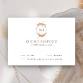 Herfst Herfst Wildflower Monogram Crest Wedding RSVP Kaartje