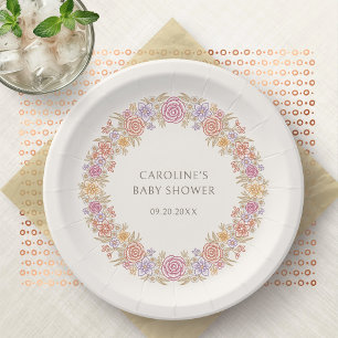 Herfst Herfst Wildflowers Floral Baby shower Papieren Bordje