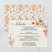 Herfst Herfst Wildflowers Wedding Details Behuizin Informatiekaartje (Voorkant / Achterkant)