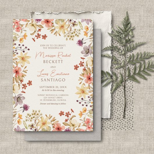 Herfst Herfst Wildflowers Wedding Kaart