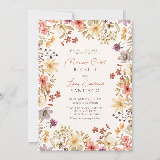 Herfst Herfst Wildflowers Wedding Kaart (Voorkant)