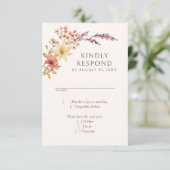 Herfst Herfst Wildflowers Wedding RSVP Kaartje (Staand voorkant)