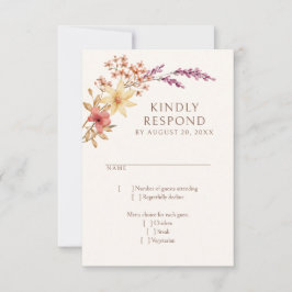 Herfst Herfst Wildflowers Wedding RSVP Kaartje