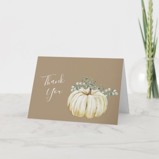 Herfst herfst witte pompoen groen foto bedankkaart (Voorkant)