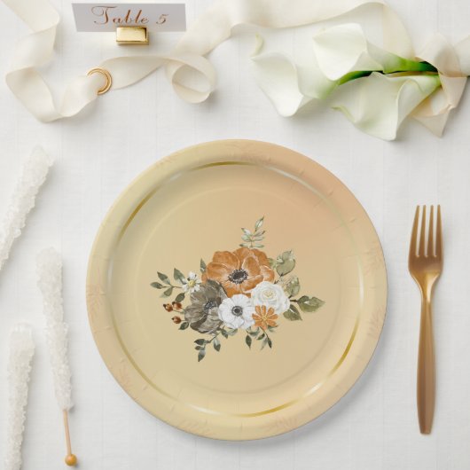 Herfst herfst witte roest bloemen papieren bordje (Huwelijk)