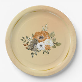 Herfst herfst witte roest bloemen papieren bordje