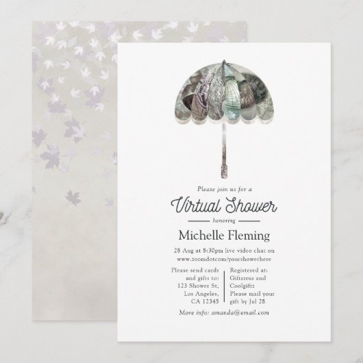  herfst - Herfst witte virtuele douche Kaart (Voorkant / Achterkant)