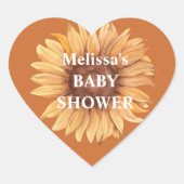 Herfst herfst zonnebloem baby shower cupcake toppe hart sticker (Voorkant)