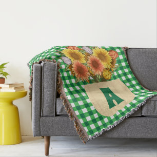 Herfst Herfst Zonnebloemen & Pompoenen Groene Ging Deken