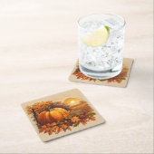 Herfst Herfst Zonsondergang Scene met Pompoen Kartonnen Onderzetters (Insitu)