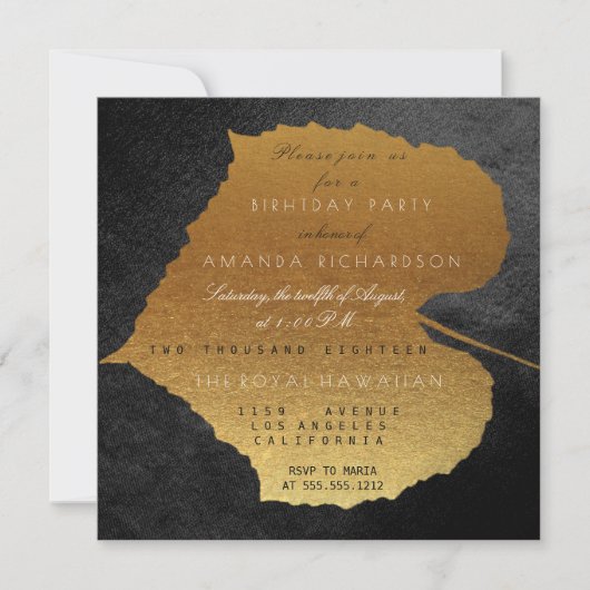 Herfst Herfst Zwart Gouden Bladeren Verjaardagsfee Kaart (Voorkant)