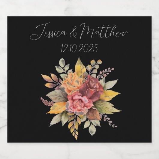 Herfst Herfst Zwart Rustieke Waterverf Bruiloft Bier Etiket (Enkel label)