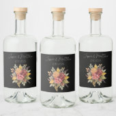 Herfst Herfst Zwart Rustieke Waterverf Bruiloft Likeurfles Etiket (Flessen)