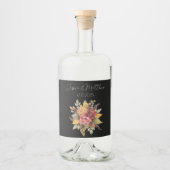 Herfst Herfst Zwart Rustieke Waterverf Bruiloft Likeurfles Etiket (Voorkant)