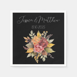 Herfst Herfst Zwart Rustieke Waterverf Bruiloft Servet