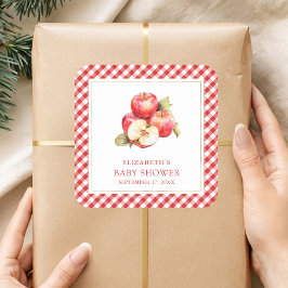 Herfst herfstappel van ons Baby shower Vierkante Sticker