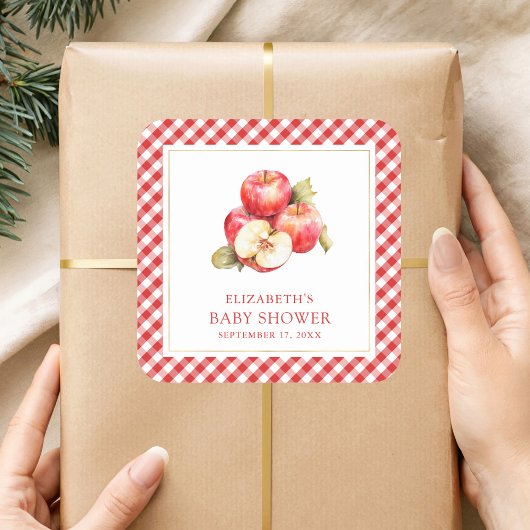 Herfst herfstappel van ons Baby shower Vierkante Sticker