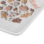 Herfst herfstbladeren Acorn 3D Modern familienaam Snijplank (Hoek)