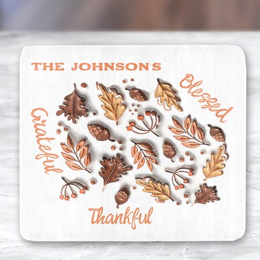 Herfst herfstbladeren Acorn 3D Modern familienaam Snijplank