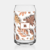 Herfst herfstbladeren Acorn 3D Modern Monogram Blikvorm Glas (Achterkant)