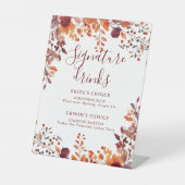 Herfst herfstbladeren Bourgogne Signature Drinken Reclamebord Met Voetstuk (Voorkant)