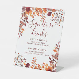 Herfst herfstbladeren Bourgogne Signature Drinken Reclamebord Met Voetstuk