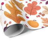 Herfst - Herfstbladeren & eikels Patroon Cadeaupapier (Rol Hoek)