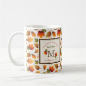 Herfst/Herfstbladeren Familie Monogram Thanksgivin Koffiemok (Links)