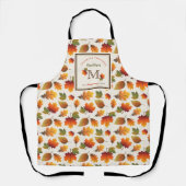 Herfst/Herfstbladeren Familie Monogram Thanksgivin Schort (Voorkant)