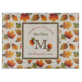 Herfst/Herfstbladeren Familie Monogram Thanksgivin Snijplank (Voorkant)