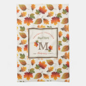 Herfst/Herfstbladeren Familie Monogram Thanksgivin Theedoek (Verticaal)