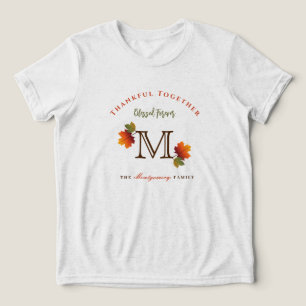 Herfst/Herfstbladeren Familie Monogram Thanksgivin Tri-Blend Shirt