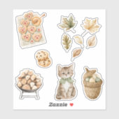 Herfst Herfstbladeren Kat Chocolate Chip Koekjes Sticker (Vel)