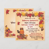 Herfst Herfstbladeren met wasbeer Baby shower Uitn Kaart (Voorkant / Achterkant)