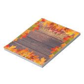 Herfst herfstbladeren op rustieke houten Thanksgiv Notitieblok (Linkerzijde)