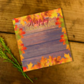 Herfst herfstbladeren op rustieke houten Thanksgiv Notitieblok