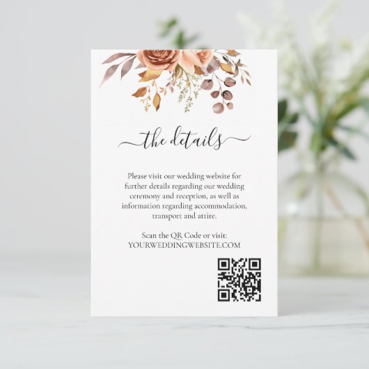 Herfst Herfstbladeren Rustieke Landelijke Boho Bru Informatiekaartje (Staand voorkant)