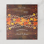 Herfst Herfstbladeren & String Lights Houten Tafel Plaatskaartje (Buitenkant ongevouwen)