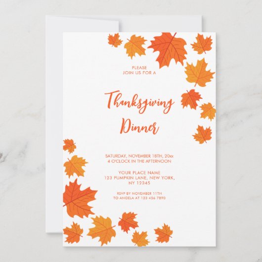 Herfst herfstbladeren Thanksgiving Kaart (Voorkant)