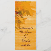 Herfst herfstbladeren trouwprogramma programmakaart (Voorkant)