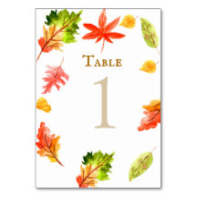 Herfst herfstbladeren trouwtafel nummer kaart