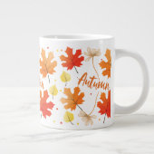 Herfst herfstbladeren vallen grote koffiekop (Rechts)