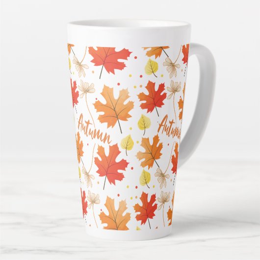 Herfst herfstbladeren vallen latte mok (Rechterhoek)