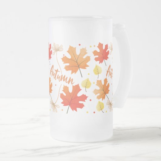 Herfst herfstbladeren vallen matglas bierpul (Voorkant rechts)