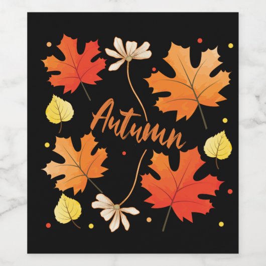 Herfst herfstbladeren vallen wijn etiket (Enkel label)