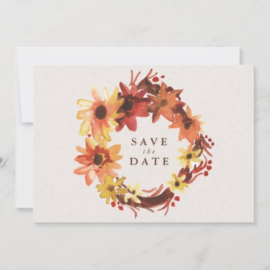 Herfst / Herfstbloemen bruiloft Bewaar de datum Save The Date (Voorkant)