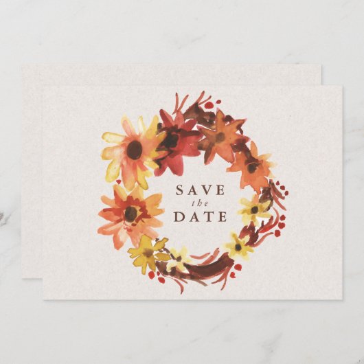 Herfst / Herfstbloemen bruiloft Bewaar de datum Save The Date (Voorkant / Achterkant)