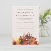 Herfst/Herfstbloemen bruiloft Kaart (Staand voorkant)